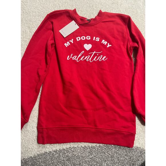 NWT If It Were Me Sweatshirt Womens Sz Small My Dog is my Valentine Pullover Red - Picture 1 of 8